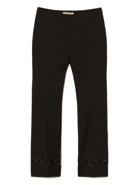 Pantaloni Twinset cu model floral din dantelă negru