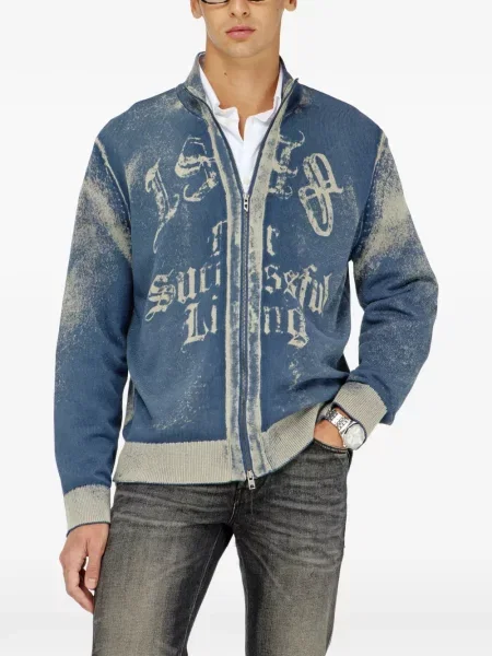 Cardigan Diesel cu imagine albastru
