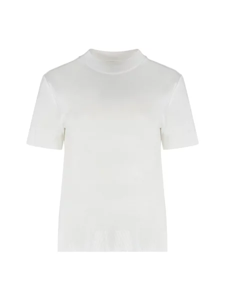 Calvin Klein Koszulki Kobieta XS Żakardowy T-shirt z mieszanki bawełny biały