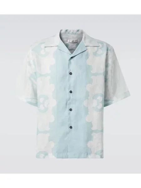 Lanena košulja Commas s cvjetnim printom plava