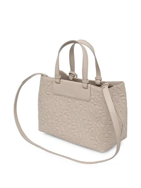 Geantă shopper Armani Exchange cu autograf alb