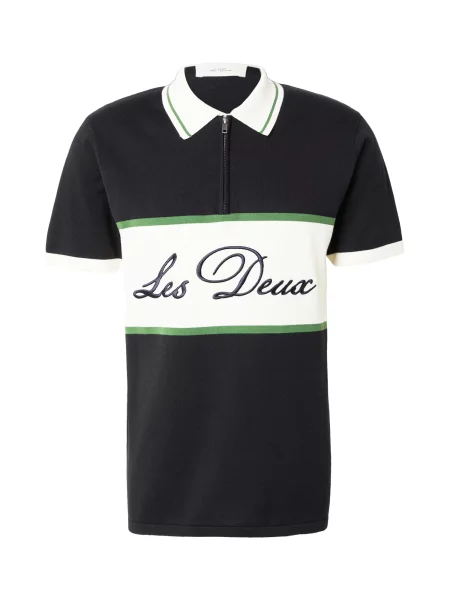 Les Deux Pulover verde deschis / negru alb