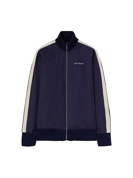 Lniany sweter Palm Angels do biegania z logo niebieski