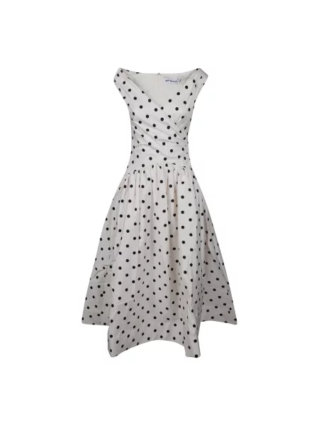 Sukienka midi Self-portrait do kolan beżowa