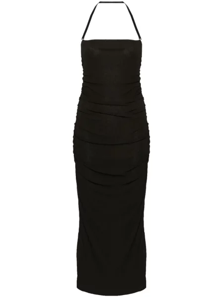 Sukienka midi Nanushka do kolan z dekoltem halter garniturowa szara