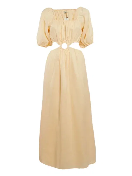 Lanena odgovarati haljina Faithfull The Brand narančasta