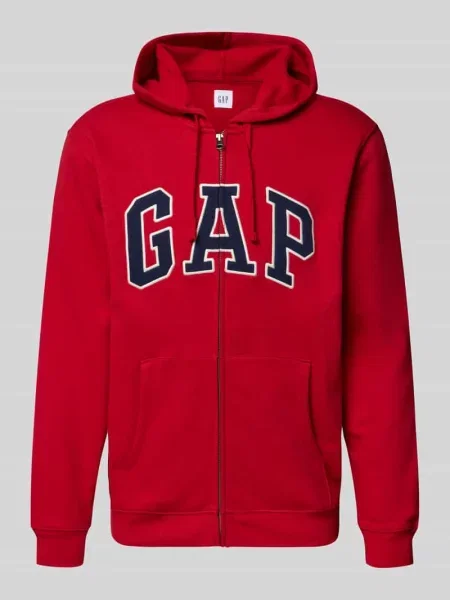 Bluza rozpinana z logo i kieszenią kangurka Gap czerwona
