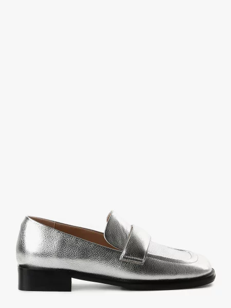 Кожаные лоферы Leberdes серебряные