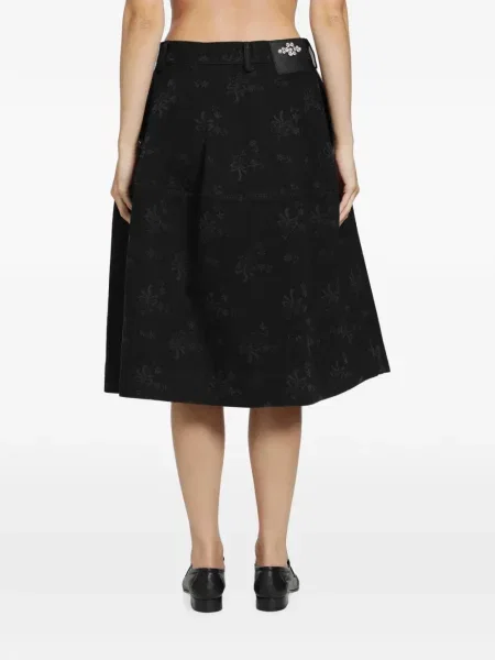 Fustă midi Simone Rocha cu funde negru