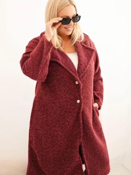 Palton Kesi Włoski de lână bordo