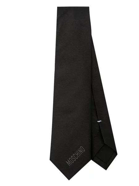 Cravată Moschino de mătase cu motiv cu inimi negru