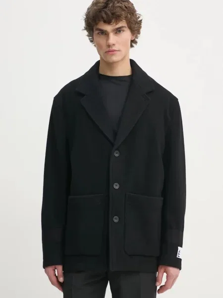 Вълнено палто Études Studio преходен модел черно