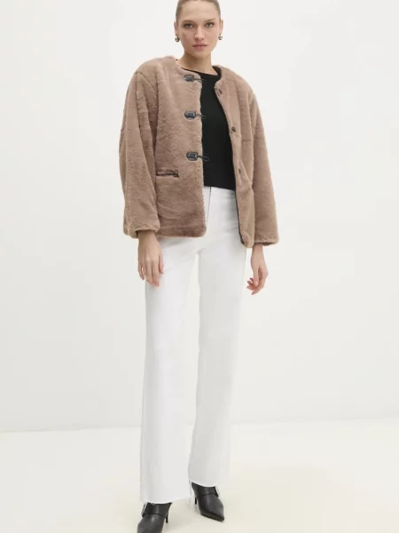 Куртка Answear Lab перехідна oversize бежевий