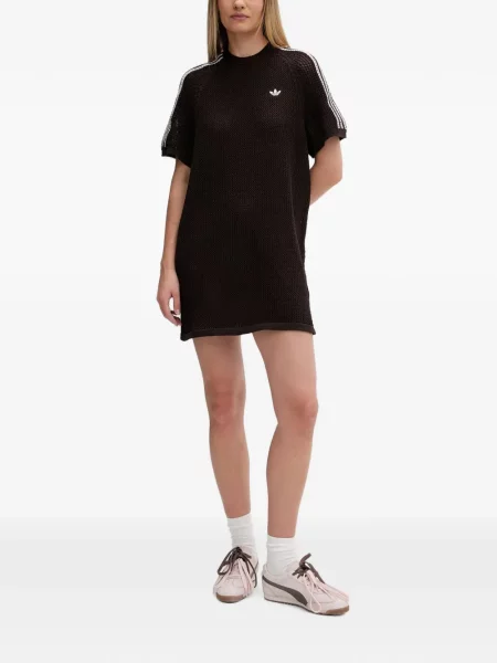 Pantaloni Adidas cu broderie cu dungi alergare negru