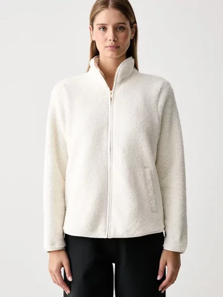 Skechers hanorac din polar pentru femei SKECH-SHERPA JACKET bej