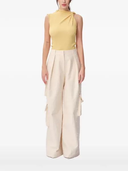 Top Concepto cu imprimeu tropical asimetric galben