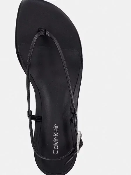 Calvin Klein bőr szandál KITT HEEL SNDL STRAPPY SLING LTH fekete