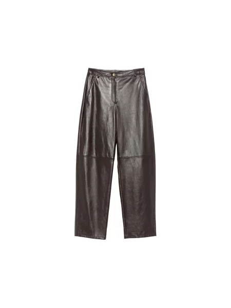 Spodnie Max Mara Studio skórzane brązowe