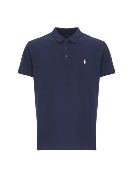 Koszulka polo o kroju slim fit z mieszanki bawełny Polo Ralph Lauren granatowa