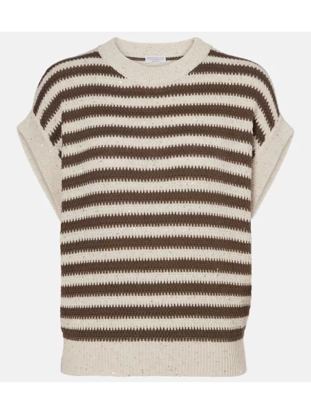 Vestă Brunello Cucinelli cu dungi alb