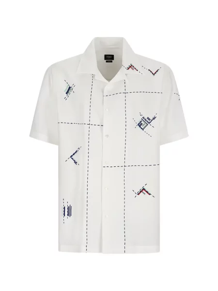 Cămașă Fendi cu broderie de in alb