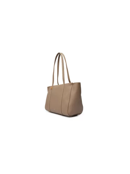 Rankinė Calvin Klein Emblem Hw Pebble Tote Smėlio ruda