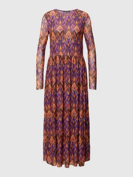 Sukienka midi ze wzorem na całej powierzchni Montego fioletowa