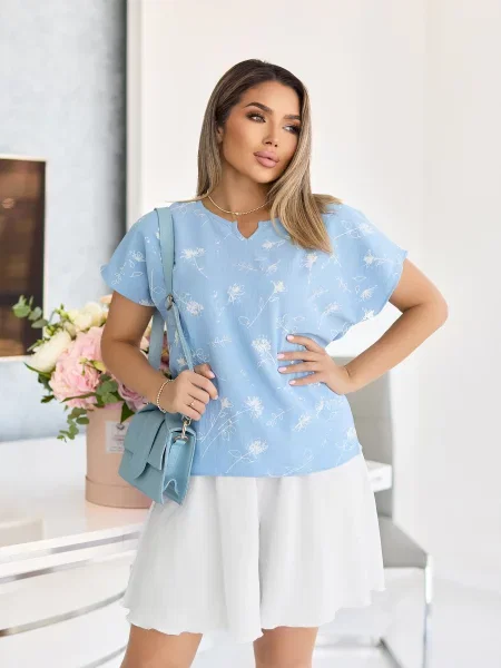 Блуза INNOE віскоза/поліестер блакитний