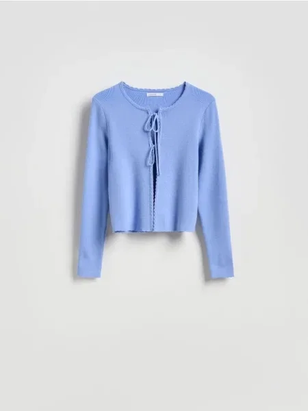 Reserved Cardigan cu șnur decorativ albastru-violet albastru