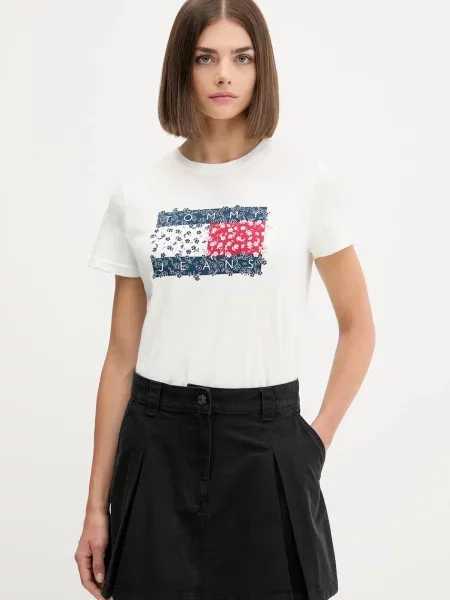 Тениска Tommy Jeans дамска бяло
