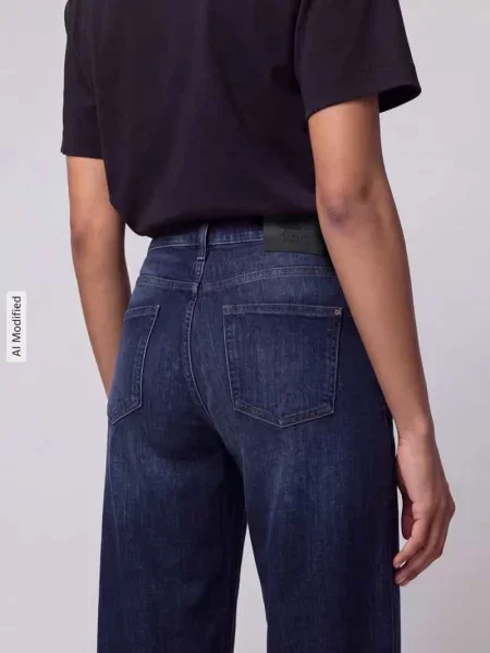 Jeansy barrel z mieszanka bawełny model Ornella' Cambio granatowe