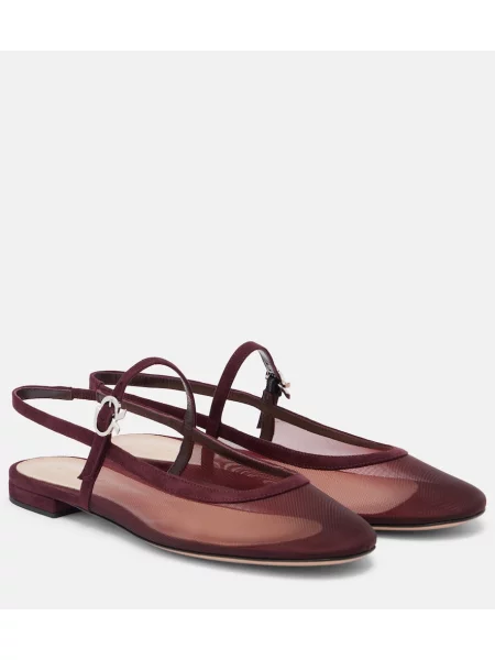 Balerini Gianvito Rossi din organza bordo