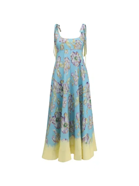 Rochie midi Alemais de in cu model floral cu imagine albastru
