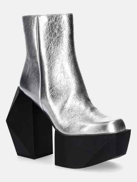 Кожени боти United Nude Stage Boot с дебел сребристо