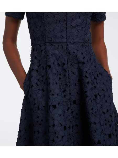 Rochie midi Rebecca Vallance cu broderie albastru