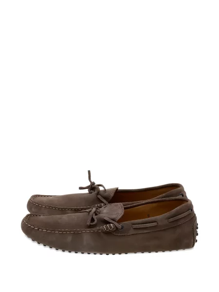 Pantofi loafer Tod's cu funde din piele de căprioară maro