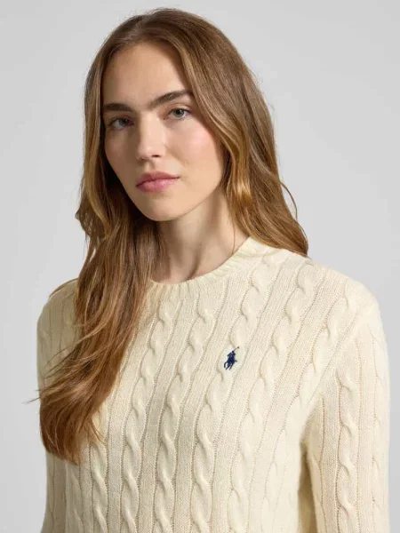 Sweter wełniany z mieszanki wełny lana i kaszmiru Polo Ralph Lauren beżowy
