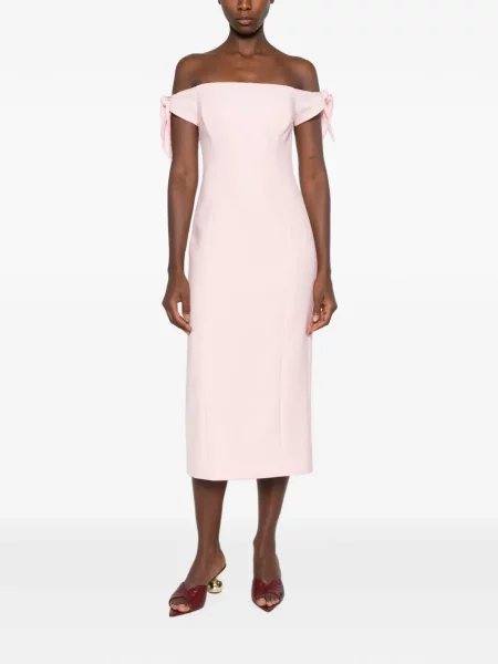 Rochie midi Carolina Herrera cu funde roz