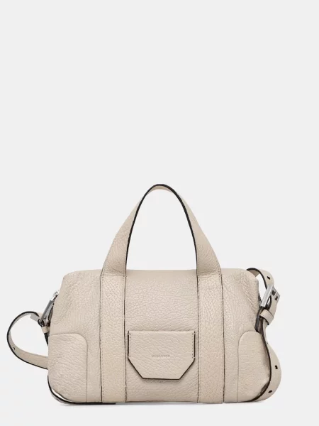 AllSaints torebka crossbody skórzana ARES beżowa