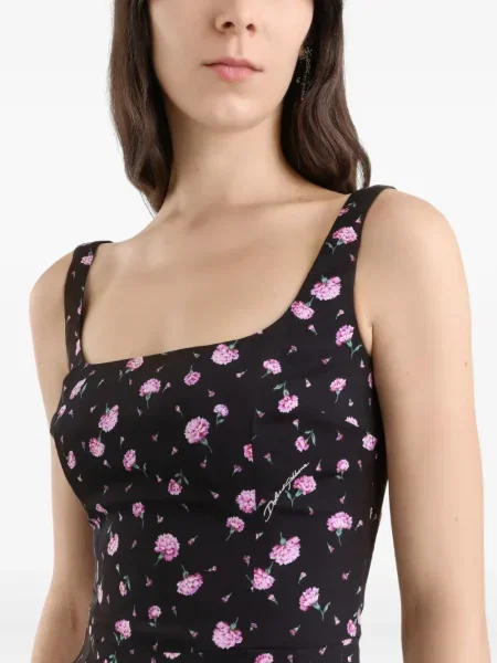 Φλοράλ μίντι φόρεμα Dolce & Gabbana με σχέδιο με μήκος μέχρι το γόνατο μαύρο
