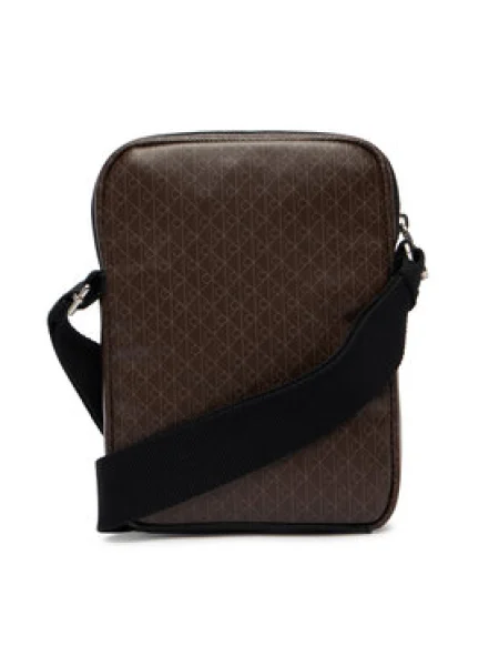 Válltáska Calvin Klein Emblem Aop Coated Slim Reporter barna