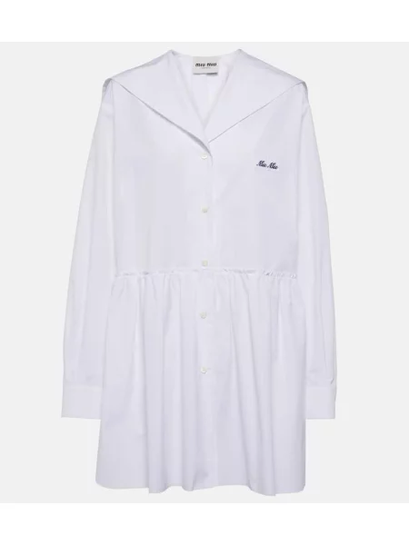 Sukienka koszulowa Miu Miu popelinowa garniturowa biała