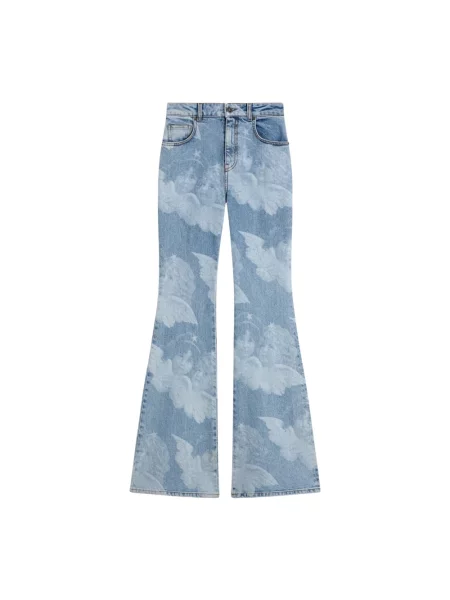 Jeansy dzwony Fiorucci z nadrukiem dzwony niebieskie