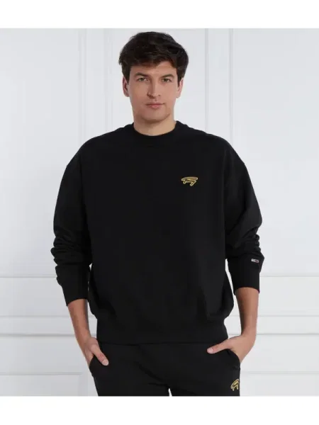 Tommy Jeans Hanorac BOXY SIGNATURE CREW negru