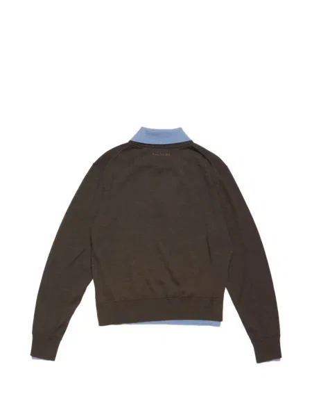 Gulerat pulover Acne Studios cu decolteu în V maro