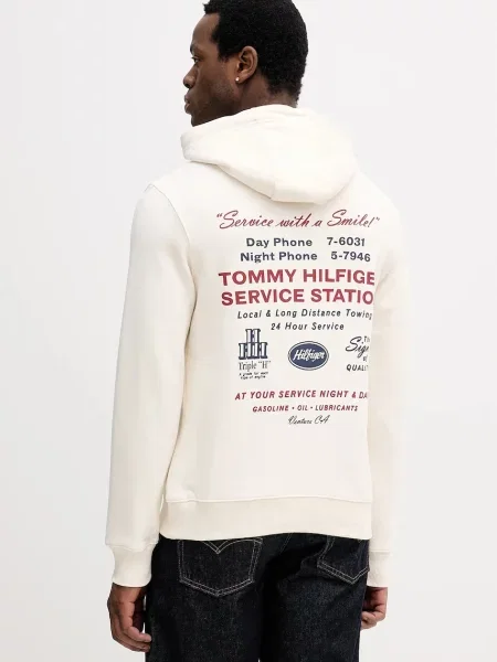 Tommy Hilfiger bluza z kapturem z nadrukiem beżowy