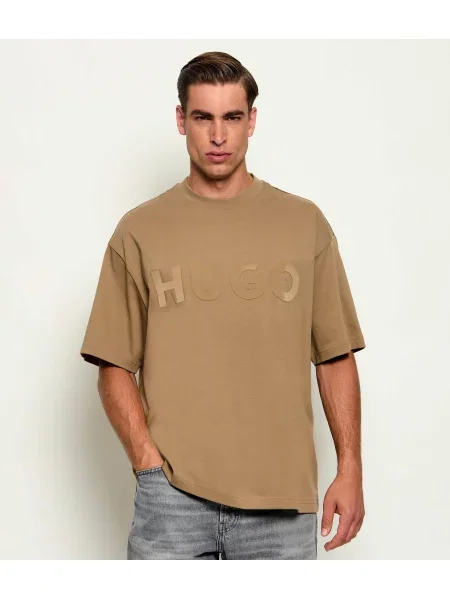 HUGO Tricou Dinkee | Oversize fit bej