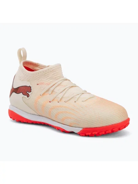 Încălțăminte de fotbal pentru copii PUMA Future 9 Match TT+ Mid Jr sugared almond/puma white/ultra red/puma black alb