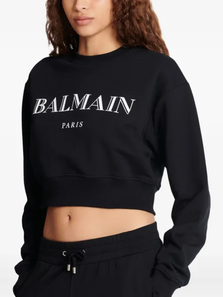 Hanorac Balmain cu imagine negru