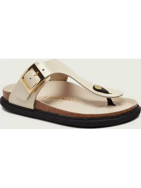 Birkenstock șlapi de piele Gizeh bej